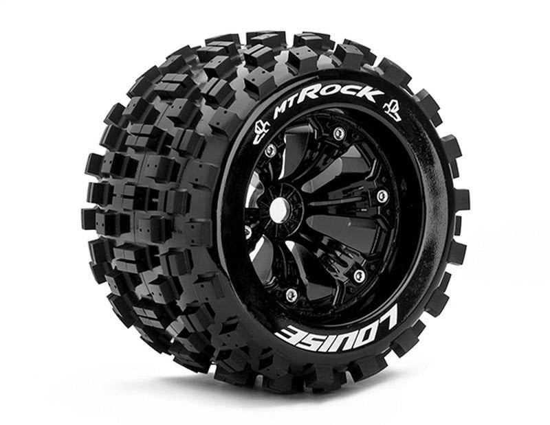 MT-Rock soft su cerchio 3.8 nero 17mm (1/2 offset) (2) LOUISE 1/8 Monster Truck (cerchio L70xH97mm)