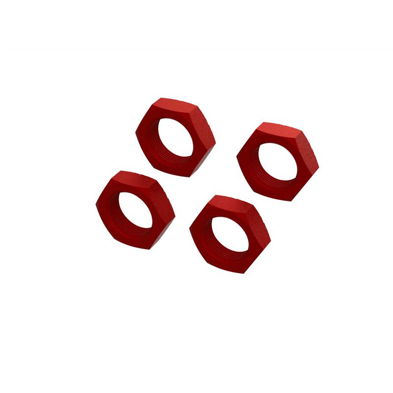 Aluminum Wheel Nut 24mm Red (4)