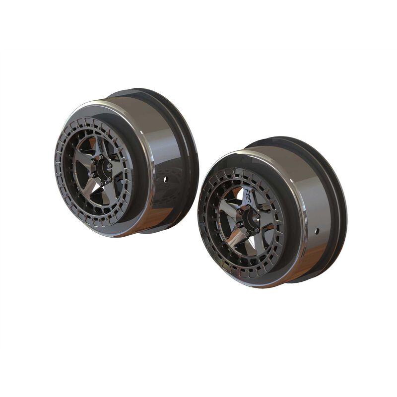 1/10 SC Front/Rear 2.2/3.0 Wheels 14mm Hex Black Chrome (2)