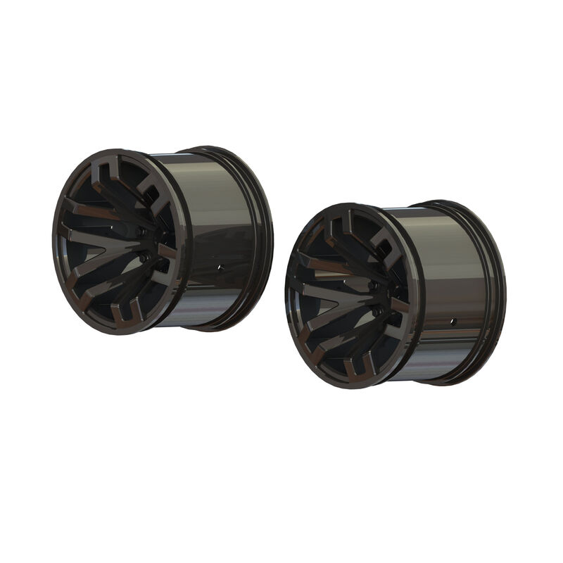 1/10 MT Front/Rear 2.8 Wheels 14mm Hex Black Chrome (2)
