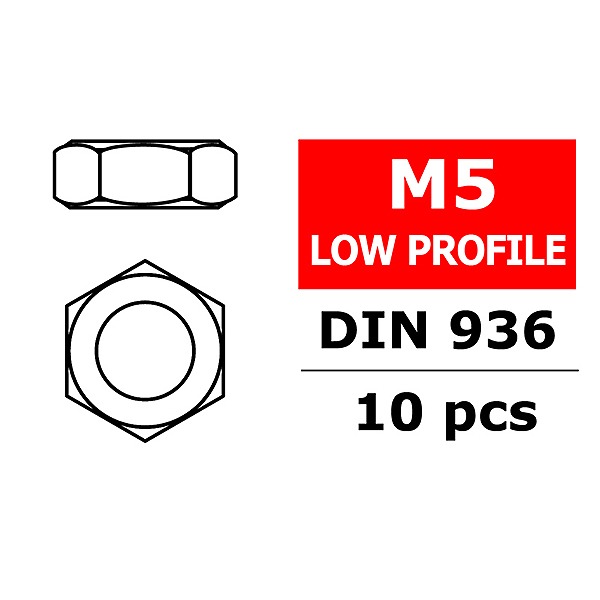 TEAM CORALLY LOW PROFILE NUT M5 10 PCS
