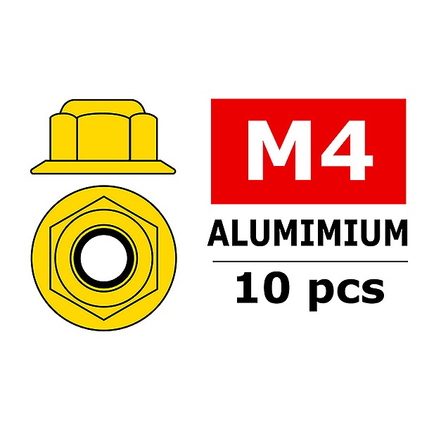 TEAM CORALLY ALUMINIUM NYLSTO P NUT M4 FLANGED GOLD 10 P
