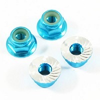 M4 BLUE SERRATED ALUMINIUM LOCKNUTS 4pcs - (FTM4BS)