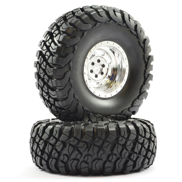 FTX MAULER 2.2" ALL TERRAIN TYRES PRE-GLUED CHROME WHEEL 2