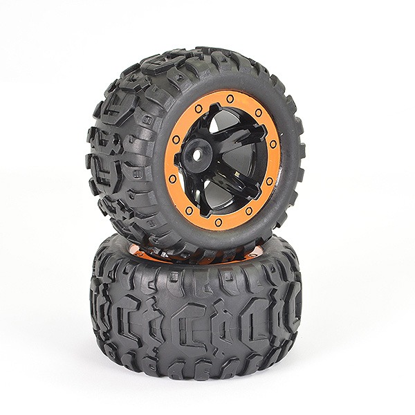 FTX TRACER MONSTER TRUCK ORANG WHEEL/TYRES COMPLETE (PR)