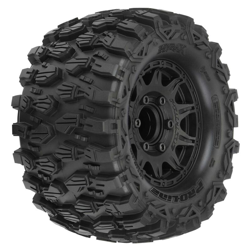 1/10 Hyrax F/R 2.8 MT Tires Mounted 12mm/14mm Black Raid (2)