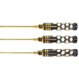 Ball Driver Hex Wrench Set 2.0, 2.5 & 3.0 X 120mm - 3 ARROWMAX (Honeycomb Tools Black Golden)