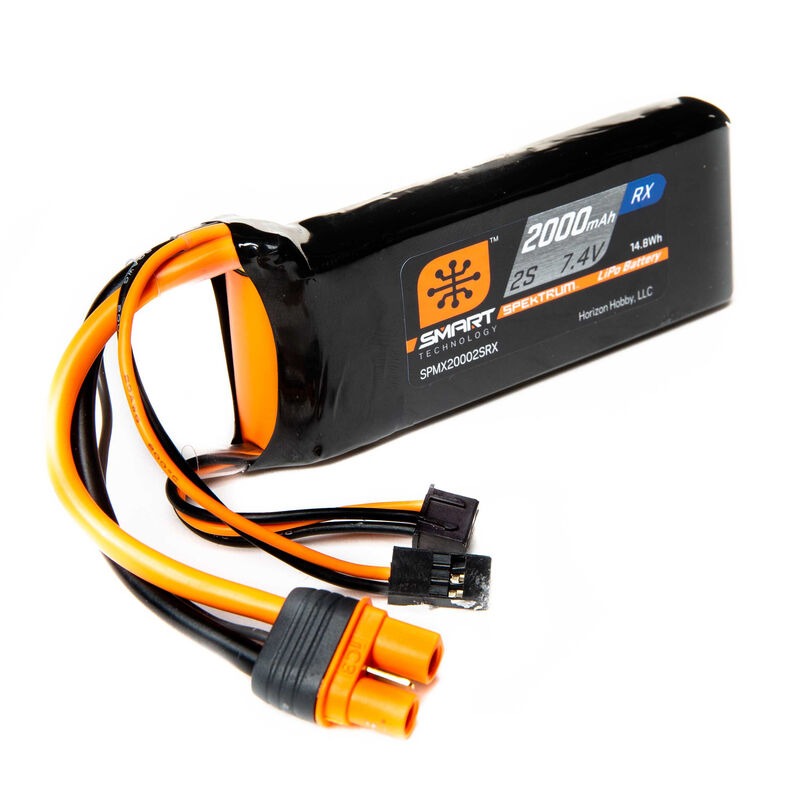7.4V 2000mAh 2S 15C Smart LiPo Receiver Battery: Universal Receiver IC3