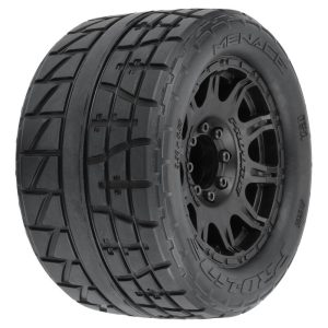 1/8 Menace HP BELTED F/R 3.8 MT Tires Mounted 17mm Black Raid (2)