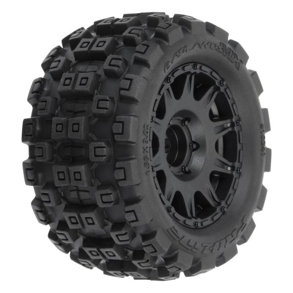 1/18 Badlands MX 1.85 F/R MTD 12mm Black Raid: Granite GROM
