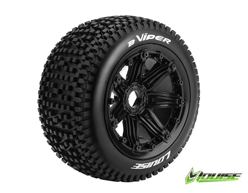 B-Viper medio-SOFT su cerchio nero posteriore 24mm (2) LOUISE 1/5 Buggy