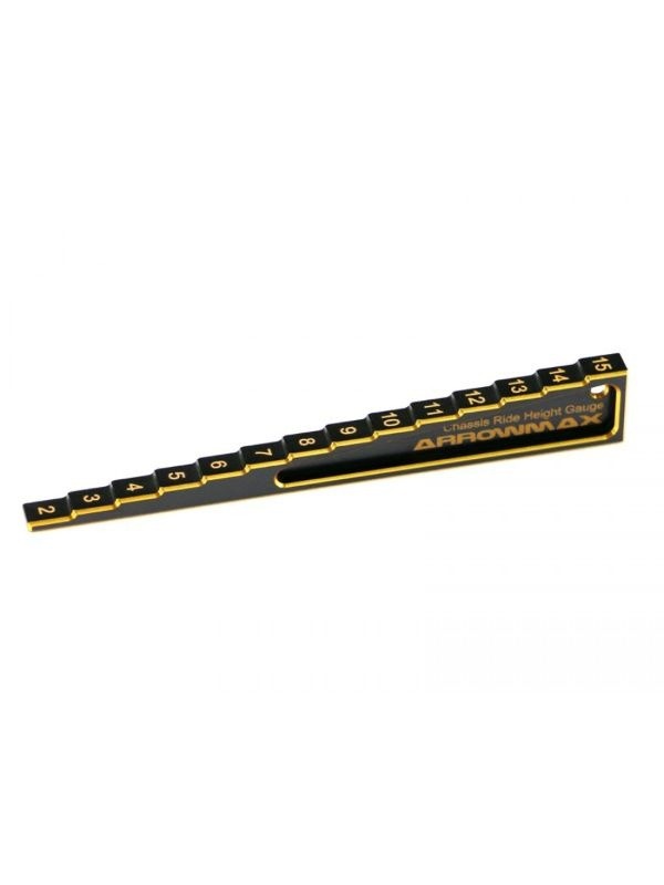 Chassis Ride Height Gauge Stepped 2mm to 15mm Black Golden ARROWMAX (Setup Tools)