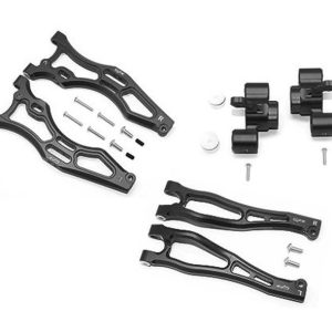 BRACCI ANTERIORI SUPERIORI E INFERIORI IN ALLUMINIO + BRACCI SNODO ANTERIORI - SET 22 PEZZI GPM ARRMA 1/8 KRATON OUTCAST NOTORIUS nero