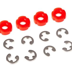Damper pistoni ammortizzatori rossi (4) + C-clips (8)