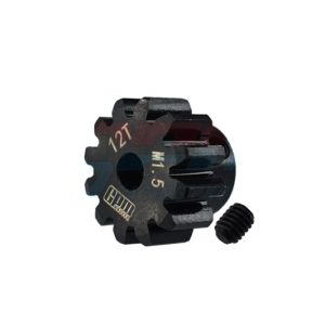 Pignone motore in acciaio al carbonio medio 12T M1.5 GPM TRX X-MAXX nero per albero da 5 mm