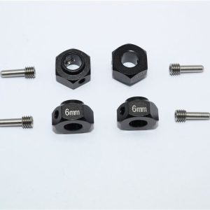 ADATTATORI ESAGONALI IN ALLUMINIO SPESSORE 6MM-SET 8PZ nero GPM TRX TRX4 DEFENDER