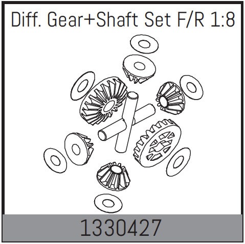 Diff. Gear + Shaft Set F/R 1:8