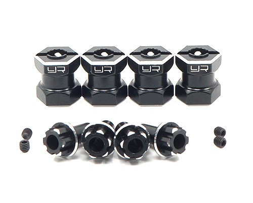 Yeah Racing trascinatori ruote in alluminio NERI x Scaler con offset +15mm esagono da 12mm (4)