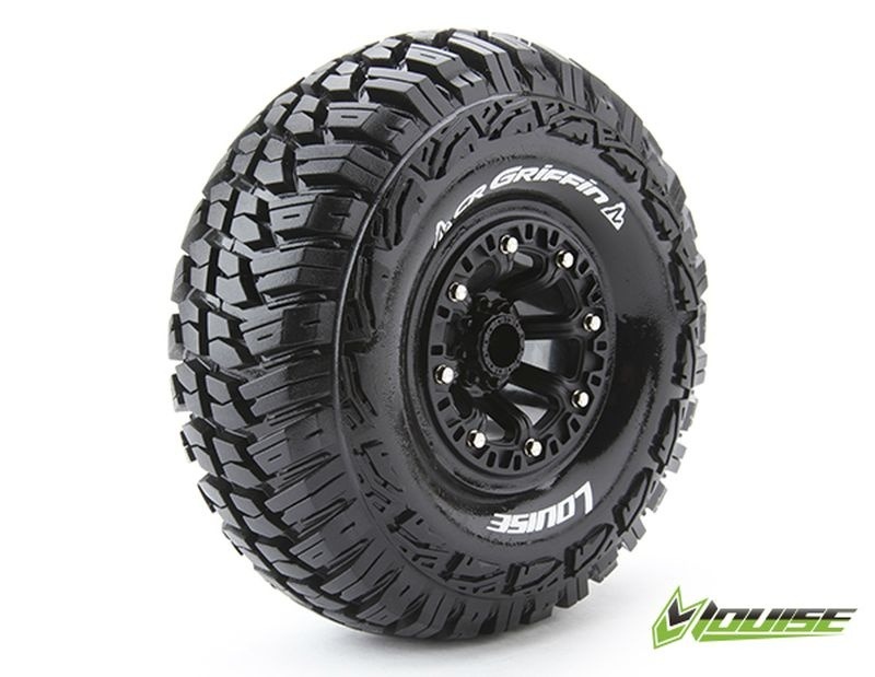 Ruote CR-Griffin supersoft su cerchio 2.2 nero 12mm (2) LOUISE 1/10 Crawler (R: H148xW57mm/F: H56mm) *J*