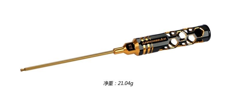 Ball Driver Hex Wrench 2.5 X 120mm Black Golden ARROWMAX (Honeycomb Tools Black Golden)