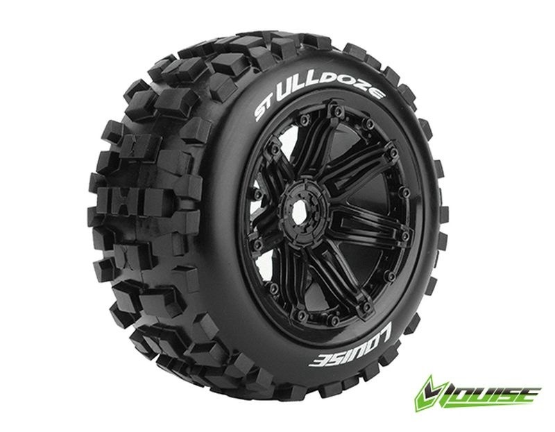 Ruote ST-Ulldoze su cerchio 3.8 neri 17mm (2) LOUISE 1/8 Stadium Truck (cerchio L80xH97mm)