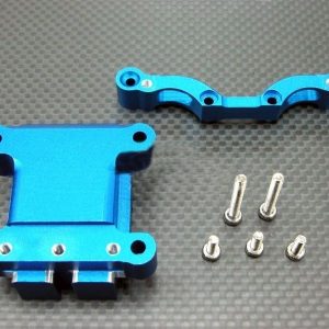 PIASTRA AMMORTIZZATORE ANTERIORE IN LEGA CON SCATOLA INGRANAGGIO E VITI - SET 2 PZ GPM TAMIYA TT01 blu