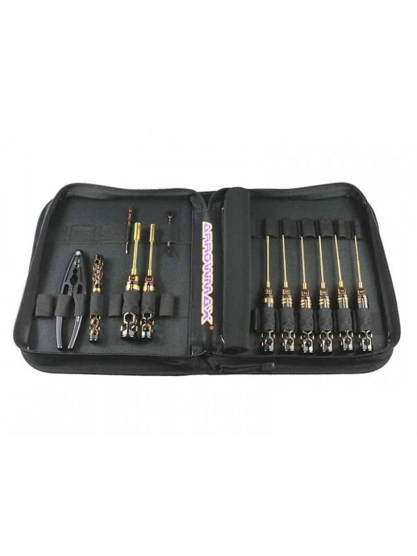 AM Toolset For 1/10 Offroad (12Pcs) With Tools Bag ARROWMAX (Honeycomb Tools Black Golden)