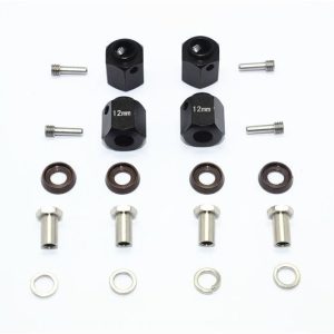 ADATTATORI ESAGONALI IN ALLUMINIO SPESSORE 12MM-SET DA 20PZ nero GPM TRX TRX4 DEFENDER TRX6
