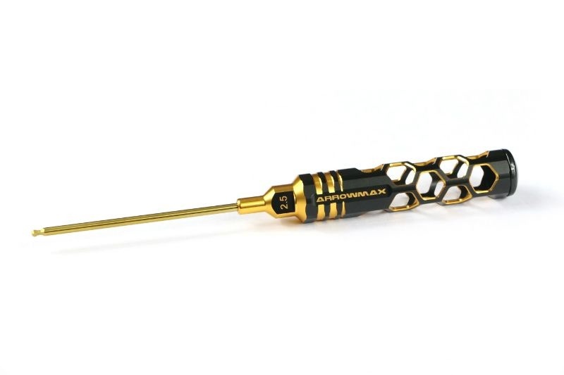 Ball Driver Hex Wrench 2.5 X 100mm Black Golden ARROWMAX (Honeycomb Tools Black Golden)