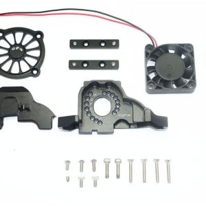 SUPPORTO MOTORE IN ALLUMINIO + COPERCHIO CASSA INGRANAGGI SPUR con VENTOLA DI RAFFREDDAMENTO-19 PZ GPM TRX TRX4 nero