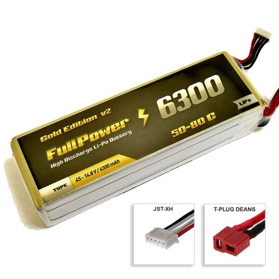 Batteria Lipo 4S 6300mAh 50C Gold V2 - DEANS