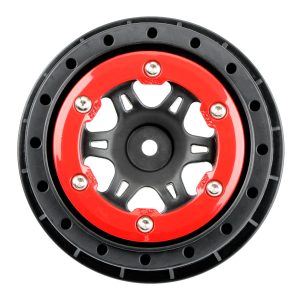 1/10 Split Six Front 2.2/3.0 12mm Short Course Wheels (2) Red/Blk