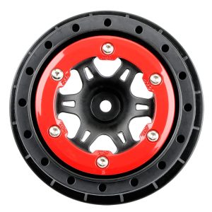 1/10 Split Six Rear 2.2/3.0 12mm Short Course Wheels (2) Red/Black