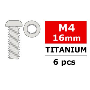 CORALLY TITANIUM SCREWS M4 X 16MM HEX BUTTON HEAD 6 PCS - (C-34044)