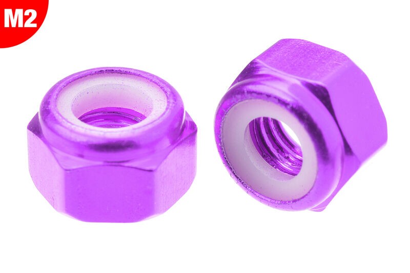 CORALLY ALUMINIUM NYLSTOP NUT M2 PURPLE 10 PCS - (C-31012)