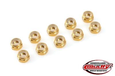 CORALLY ALUMINIUM NYLSTOP NUT M2 GOLD 10 PCS - (C-31010)