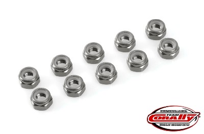 CORALLY ALUMINIUM NYLSTOP NUT M3 GUN METAL 10 PCS - (C-31023)