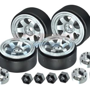 Cerchi beadlock SLVR 1.0 a 6 fori in alluminio argento 26x13,2mm (4 pz) per TRX-4M / SCX24