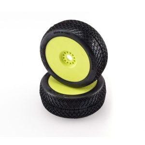 Ruote Sahara bianchi su cerchi gialli (2) (terra morbida) HOTRACE 1/8 buggy