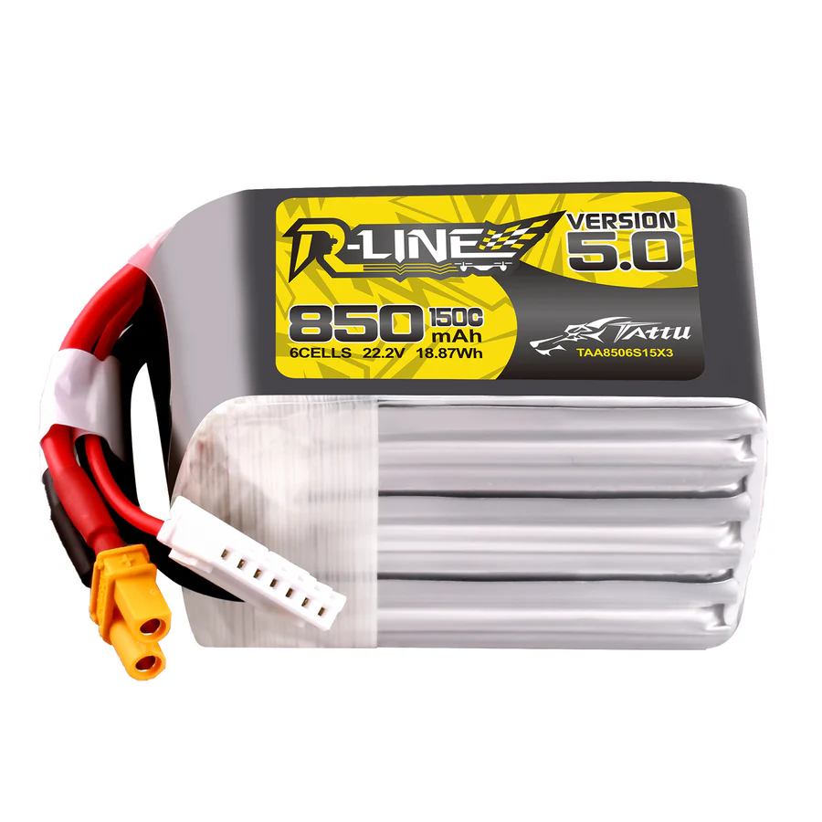 Tattu R-Line Version 5.0 850mAh 22.2V 6S 150C Lipo Battery Pack with XT30U-F Plug - 6 Celle - immagine 2
