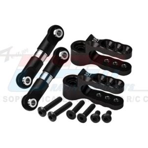 Servohorn in alluminio con tiranti nero per Traxxas E-Revo (2 pz)