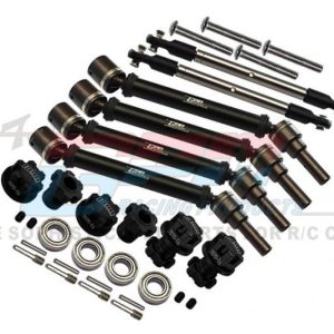 Set CVD in acciaio e alluminio anteriore e posteriore nero +20mm con esagoni ruota e tiranti GPM TRX WideMaxx