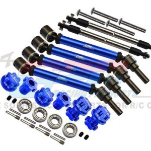 Set CVD in acciaio e alluminio anteriore e posteriore blu +20mm con esagoni ruota e tiranti GPM TRX WideMaxx