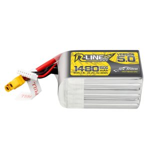 Tattu R-Line Version 5.0 1480mAh 22.2V 150C 6S Lipo Battery Pack with XT60 Plug - 6 Celle