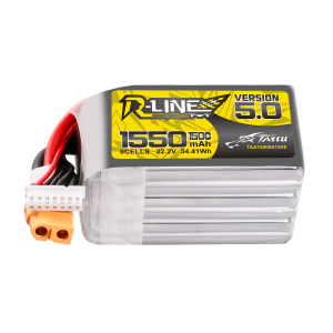 Tattu R-Line Version 5.0 1550mAh 22.2V 150C 6S Lipo Battery Pack with XT60 Plug - 6 Celle