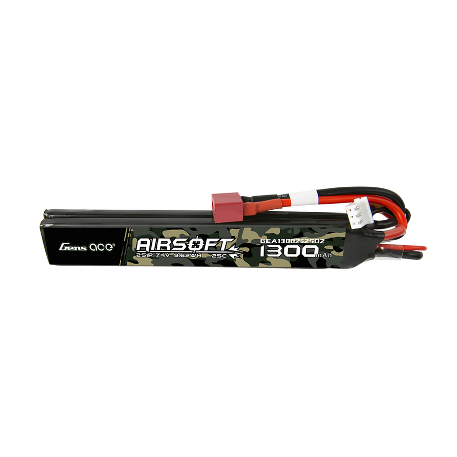 Batteria 25C 1300mAh 2S1P 7.4V Saddle Airsoft Gun Lipo Battery with T Plug