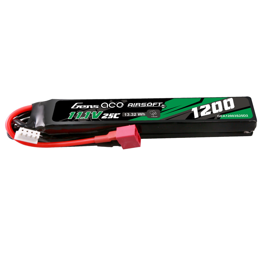 Batteria 25C 1200mAh 3S1P 11.1V Saddle Airsoft Gun Lipo Battery with T Plug