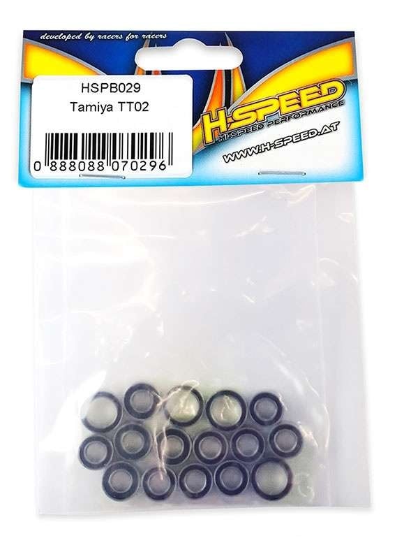 Set cuscinetti a sfere con guarnizione in gomma, oliati, antiruggine (16) H-SPEED per TAMIYA TT02