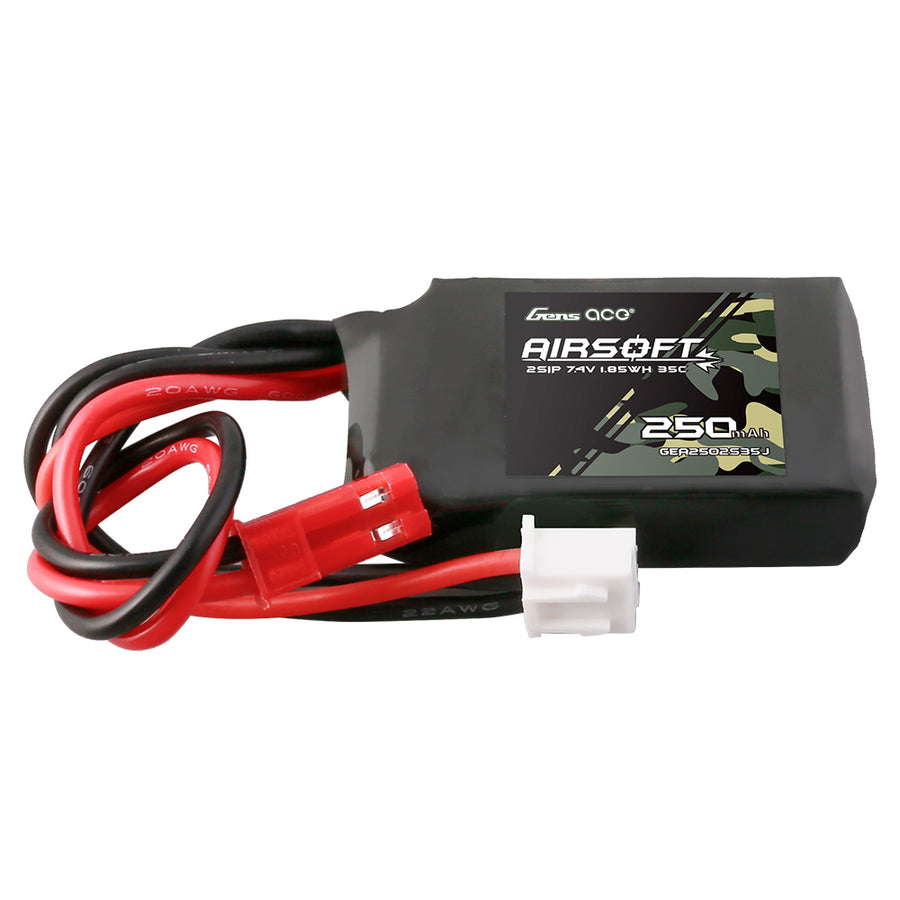 Gens ace 250mAh 7.4V 35C 2S1P Airsoft Gun Lipo Battery with JST-SYP Plug - 2 Celle
