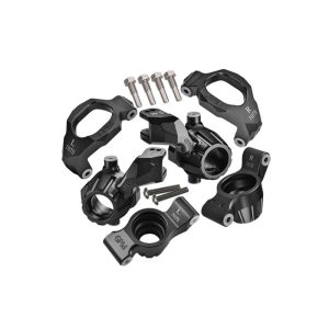 Set sterzo in alluminio con C-hub anteriore e portamozzo posteriore +KT nero GPM TRX Maxx / Maxx Slash